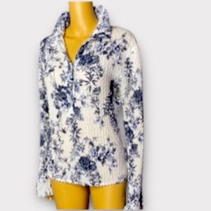 Komarov Top Blouse/Tunic Shirt Crinkle Sleeve Silky Floral M